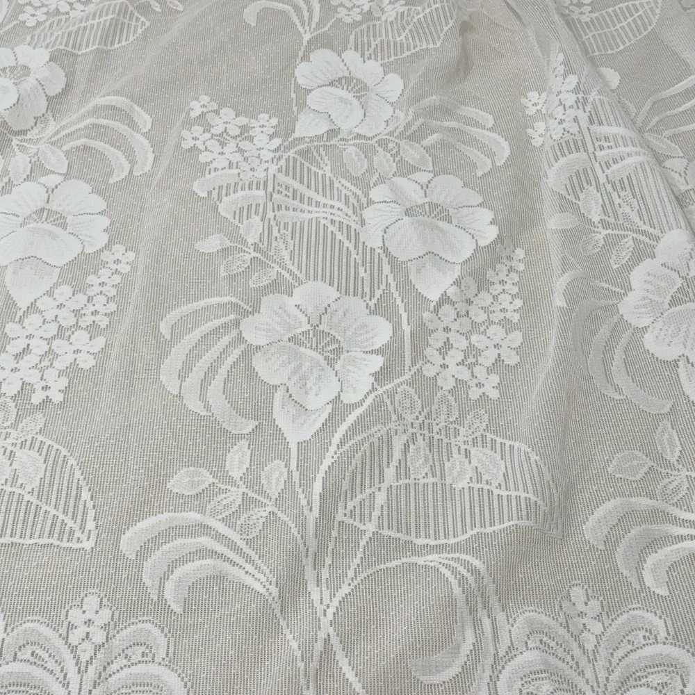 White Lace Curtain Panels Floral Scalloped Edge 61 x 56 Lot Of 2
